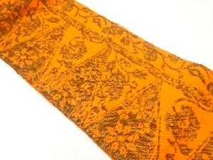 手織り真綿紬花唐草模様織出し名古屋帯